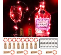 12 Packs 20 LED Wine Bottle Lights with Cork - Silver Wire Fairy String Lights Battery Operated Cork Lights for Wine Liquor Bottle,Christmas,Birthday,Wedding Party Decor(Red)