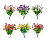 12 Packs Artificial Morning Glory Flowers for Outdoors, UV Resistant Fake Silk Petunias with 7 Stems per Bundle, Colorful Faux Plants for Garden Patio Porch Decor, 6 Mixed Colors