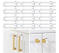 12 Packs Baby Proofing Sliding Cabinet Locks modacraft U-Shaped Child Safety Latches Adjustable White Locks for Handles Knobs Drawers Closet Cupboard