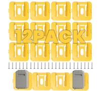 12 Packs Battery Holders Mount Compatible with Dewalt 20V/60V Battery DCB200 DCB201 DCB202 DCB203 DCB204 DCB205 DCB206 DCB208, Battery Wall Mounts Fits for Worshop, Garage (24 Screws)