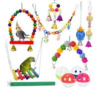 12 Packs Bird Toys Parrot Swing Toys - Chewing Hanging Bell Pet Birds Cage Toys Suitable for Small Parakeets, Conures, Love Birds, Cockatiels, Macaws, Finches (12Pcs)