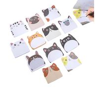 12 Packs Cartoon Cat Sticky Notes, 360 Sheets Animal Sticky Notes Set, Cute Message Pad, Refrigerator Note, School Office Memo for Student Friends Party Bags Filler (12 Styles)