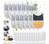 12 Packs Cat Water Fountain Filter for FEELNEEDY YPD-C004 4L Fountain, Contains 12 Cat Water Filters, 12 Pre-Filtered Sponges and 12 Sponges for Water Pump
