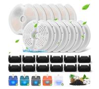 12 Packs Cat Water Fountain Filters for Ultra Silent Cat Fountain 67oz/2L with LED Night Light, Triple Filtration System Activated Carbon Filter with Pre-Filter Sponges for Pet Water Fountain