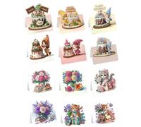 12 Packs DIY Diamond Art Birthday Cards with Envelopes - 5D Crystal Diamond Art Painting Card Kits for Family and Friends, Handmade Postcard Gifts for Birthday