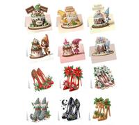 12 Packs DIY Diamond Art Birthday Cards with Envelopes - 5D Crystal Painti