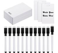 12 Packs Erasable Notepad Badge Accessory Plastic Mini Whiteboard Pocket Sized Toughened White Small Dry Erase Board with Dry Erase Marker for Office Home School Classroom Business Use