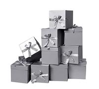 12 Packs Gift Boxes with Lids,Kraft Paper Gift Wrap Boxes for Gifts, Bridesmaids, Chocolate, Cupcake, Crafting (Silver, 4”×4”×4”)
