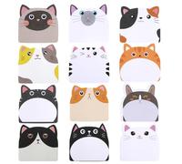12 Packs Post It Notes 360 Sheets Total Strong Adhesive Sticky Notes Cat Animal Shape Mini Notebooks for Party Bag School Office Kids Gifts (12, Cute Cat)