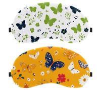 12 Packs Sleep Mask Colorful Butterfly and Flower Yellow Background, Eye Mask for Men Women, No Pressure Night Eye Cover, Breathable Sleeping Eye Mask, Light Blocking