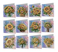 12 Packs Sunflower DIY Diamond Painting Greeting Card Kit for Adults Gifts