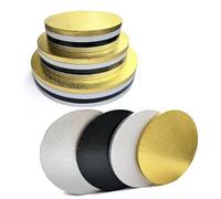 12 Packs Thick Cake Drums, Greaseproof 8, 10 & 12 inch assorted Round Cake drum in Gold Black Sliver White Cake Base, Cardboard Cake Boards for Presenting Heavy/Tall Tiered Cakes, Base Para Pastel