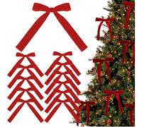 12 Packs Velvet Bows for Christmas Tree, Wreath & Garland Decorations - Red Velvet Bows Ornament