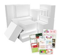 12 Packs White Gift Boxes with Lids for Presents, Extra Large Gift Box Bulk with All-Occasions Stickers for T-shirt, Robe, Sweater Assorted Size Boxes for Christmas, Birthday - Cajas Para Regalos
