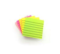 12 Pads Lined Bright Colour Sticky Post Notes Removable Adhesive 76x76mm 100 Sheets Per Pad - Orange, Pink, Green, Yellow