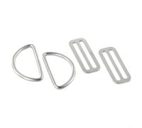 12 Pair Marine Grade Stainless Steel D Ring Buckles and Webbing Belt Keepers Compatible with Standard Webbing Belts for Surfing and Diving (1 pair)