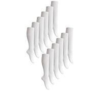 12 Pair Multipack Girls Knee High Bamboo Socks | Sock Snob | Soft Plain Long School Socks for Kids (4-6 Years, White)