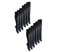 12 Pair Multipack Girls Knee High Bamboo Socks | Sock Snob | Soft Plain Long School Socks for Kids (7-10 Years, Black)