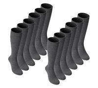 12 Pair Multipack Girls Knee High Socks | Breathable Long Cotton School Socks | Color Option - Grey, Black, White, Blue