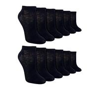 12 Pair Multipack Kids Trainer Socks | Ankle White Bamboo Socks for Boys (11-14 Years, Black)