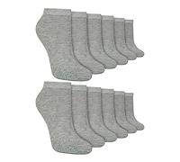 12 Pair Multipack Kids Trainer Socks | Ankle White Bamboo Socks for Boys (8-11 Years, Grey)