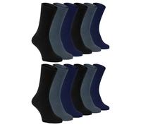 12 Pair Multipack Mens 100% Cotton Diabetic Friendly Socks | Sock Snob | Ribbed Non Elastic Loose Wide Top Socks (6-11, TSFD01)