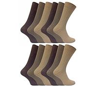 12 Pair Multipack Mens 100% Cotton Socks | Sock Snob | Ribbed Dress Socks | Size 6-11 & 11-14 (12-14, Brown)