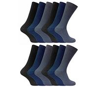 12 Pair Multipack Mens 100% Cotton Socks | Sock Snob | Ribbed Dress Socks | Size 6-11 & 11-14 (6-11, BNG)