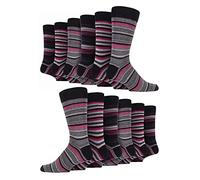 12 Pair Multipack Mens Cotton Striped Socks | SOCK SNOB | 12 Pair Multipack | Orange Purple Pink Blue & Red Striped Socks