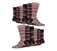 12 Pair Multipack Mens Cotton Striped Socks | SOCK SNOB | 12 Pair Multipack | Orange Purple Pink Blue & Red Striped Socks