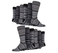 12 Pair Multipack Mens Cotton Striped Socks | SOCK SNOB | 12 Pair Multipack | Orange Purple Pink Blue & Red Striped Socks