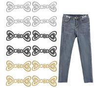 12 Pair Pant Waist Tightener, Adjustable Detachable Decorative Waist Buckles, Love Heart Pearl Button Pins for Jeans Waist Adjuster, No Sew Button for Jeans to Make Smaller