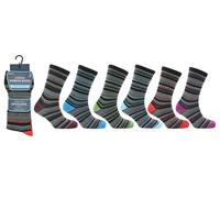 12 Pair Value Pack Mens Non-Elastic Diabetic Friendly Loose-Top Socks | Cotton Socks for Men Suitable for Work and Casual Wear UK Shoe Size 6-11 (UK, Numeric, 6, 11, Regular, Regular, Stripe)