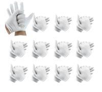 12 Pairs 100% Cotton Gloves, White Cotton Moisturizing Gloves, Resuable White Works Glove, Jewelry Silver Inspection Gloves, Soft Handling Gloves for Formal Banquets Magicians Parades