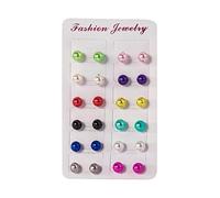 12 Pairs Assorted Pearl Stud Earrings Round Ball Pearl Piercing Earrings