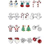 12 Pairs Christmas Stud Earring Drop Dangle Earrings Set Christmas Earring for Women Girls