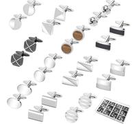 12 Pairs Cufflinks for Men,Classic & Funny Cuff Links Set，Silver Black Glod Tone Square Rectangle Animal Shirt Suit Geometric Cuff links for Business Wedding Party Gift Box, normal, Metal, no gemstone