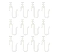 12 Pairs Curtain Hooks & Gliders - Durable S-Shaped Hooks with Quiet Smooth Rollers, Flexible Track Accessories for Ceiling & Bathroom Curtains (White)