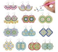12 Pairs DIY Pattern Diamond Art Earrings Double-Side Drill Mosaic Kit (B) | 12 Pairs x Earrings, Double-Sided Drill, Ocean Theme Mosaic Jewelry Kit, Classic Stylish Design, Timeless Elegant Gift for