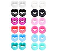 12 Pairs Ear Stretcher, Silicone Ear Plugs Tunnels, Heart-Shaped Ear Stretching Kit, Acrylic Double Flared Ear Gauges, Ear Tunnels Strectchers, Flexible Flesh Tunnel Plugs, Ear Gauges Expander (12MM)