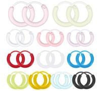 12 Pairs Hoop Earrings for Women Colored Resin Hoop Earrings for Sensitive Ears Women Summer Earrings