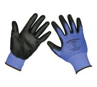 12 PAIRS - LARGE Lightweight Precision Grip Gloves - Elasticated Wrist Loops Multi One Size