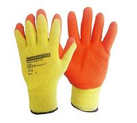 12 Pairs Latex Coated Orange Rubber Work Gloves Mens Safety Builders Gardening (Medium)
