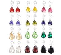 12 Pairs Leverback Drop Earrings for Women Charm Teardrop Crystal Drop Dangle Earrings Huggie Hoop Ear rings Jewelry Set Christmas Valentine's Day Holiday Present, 13mm, Zinc, Cubic Zirconia