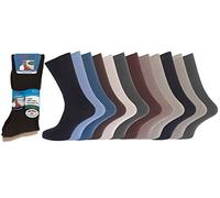 12 pairs Mens 100% Cotton Big Foot Diabetics Assorted Non-Elastic Socks, Mens Soft Top Rib Socks, size UK 11-14(BB10514A)