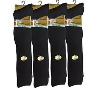 12 pairs Men's 100% Pure Cotton ribbed long hose socks, Knee high Pure Cotton Socks (Black) Size: UK 6/11, EUR 39/45