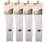 12 pairs Men's 100% Pure Cotton ribbed long hose socks, Knee high Pure Cotton Socks (White)