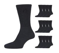 12 Pairs Mens Cotton Rich Sport Socks Work Socks Shoe Size 6-11 (Black)