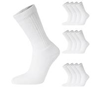 12 Pairs Mens Cotton Rich Sport Socks Work Socks Shoe Size 6-11 (White)