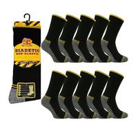 12 PAIRS Mens Diabetic Work Socks Heavy Duty with Reinforced Heels & Toes Rich Cotton Industrial Socks, Moisture Wicking, Breathable Boot Socks - Superior Cushion & Eco Friendly - Size 6-11